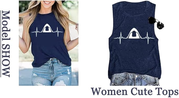 Happy Camp T-Shirt Women Hiking Mountain Adventure Novelty Workout Funny Saying Cute Graphic Athletic Shirt