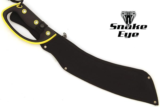 Snake Eye Tactical Full-Tang Machete – Heavy Duty Fixed Blade Survival Tool with Reinforced Nylon Sheath for Camping, Hunting, and Bushcraft