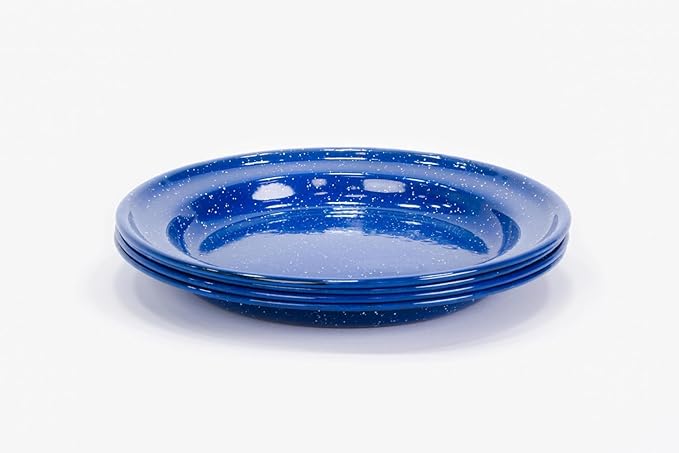 Enamelware for Camping and Backpacking - Cookware Gear Essentials for Camping and Backpacking (Made by Caddis Sports, Inc.) (10 Inch Plate (8 Pack))