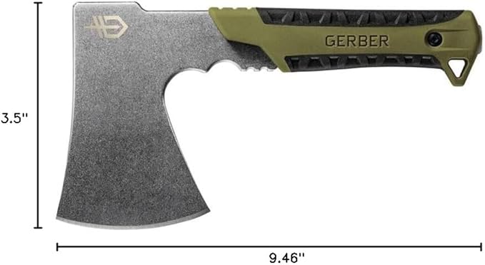 Gerber Gear Pack Hatchet - 3.5" Steel Blade Axe with Full Tang - Survival, Bushcraft and Camping Gear - with Mountable Nylon Sheath - Sage Green