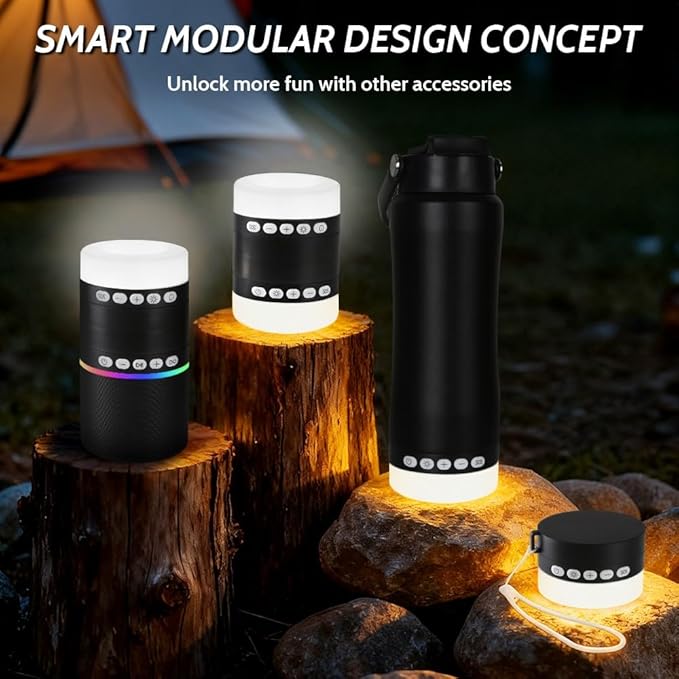 Insulated Water Bottle with Night/Camping Lantern with 5 Modes & Brightness, BPA Free Insulated Tumbler with Handle, Straw and Spout, Camping Tent Light for Outdoor Travel Emergency
