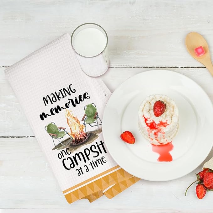 Camping Kitchen Towels Set of 2 Dish Towels Kitchen Hand Towels Kit Printed with Funny Sayings Novelty Gifts for Campers Pine Tree Farmhouse RV Decor Sign Home Decorations