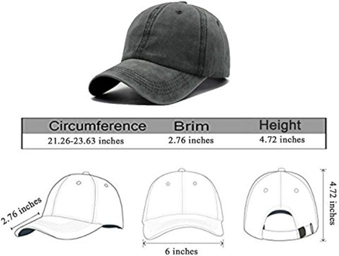 Unisex Camping Hair Don't Care Vintage Adjustable Baseball Cap Denim Dad Hat