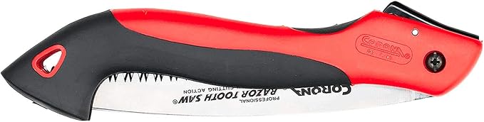 Corona Tools 8-Inch RazorTOOTH Folding Saw | Pruning Saw Designed for Single-Hand Use | Curved Blade Hand Saw | Cuts Branches Up to 4" in Diameter | RS 7255 Black