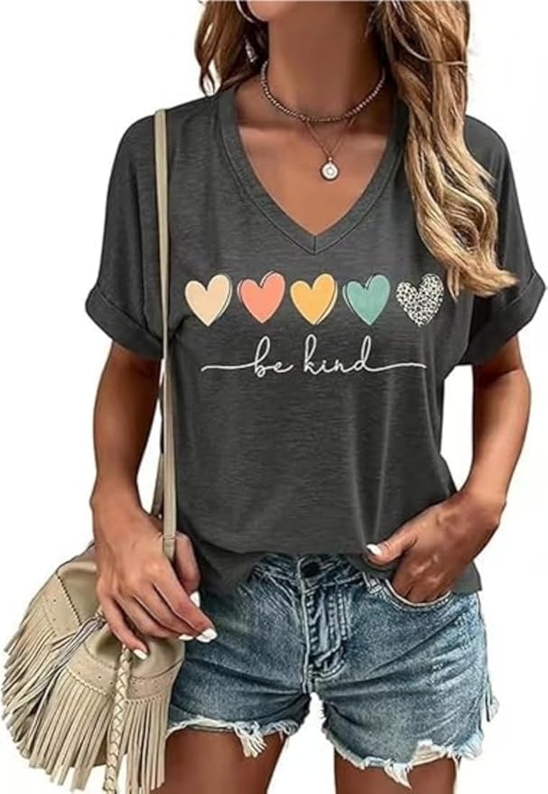 Graphic V Neck Shirt for Women Boho Floral Wildflowers Tee Casual Cottagecore Summer T-Shirt Blouse