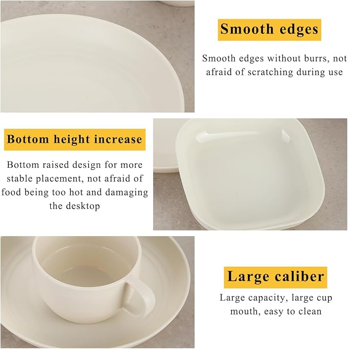 Camping Utensils Set, ReaNea Camping Plates and Bowls Set with Coffee Mug, Travel Cutlery Set Include Spoon, Fork, Knife for Home, Poolside, Outdoor, Picnic, Camp
