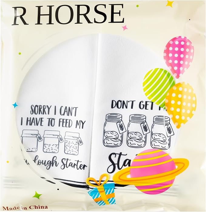 R HORSE Funny Kitchen Dish Towels - 5Pcs Sourdough Tea Bread Kitchen Hand Towels, Soft Absorbent Cleaning Dishcloth Bread Making Baking Gifts for Women Hostess Baking Lovers Sourdough Accessories