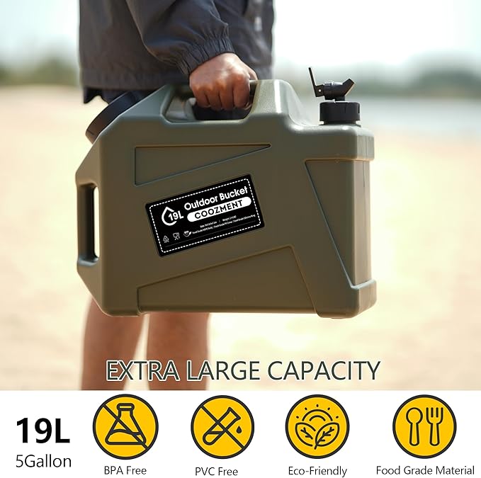 COOZMENT 3.2 Gallon/5 Gallon Water Containers with Spigot, BPA Free Water Jug, Military Green Water Tank, Multifunction Water Storage Containers for Camping Outdoor Hiking,Emergency Stroage