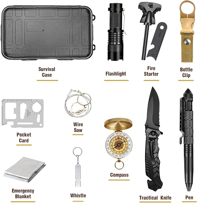 Gifts for Men Dad Husband Him Fathers Day, Survival Kit, Emergency Survival Gear and Equipment 14 in 1, Anniversary Birthday Gifts for Him Boyfriend, Hunting Fishing Camping Accessories, Cool Gadget