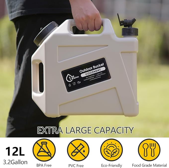 COOZMENT 3.2 Gallon/5 Gallon Water Containers with Spigot, BPA Free Water Jug, Military Green Water Tank, Multifunction Water Storage Containers for Camping Outdoor Hiking,Emergency Stroage