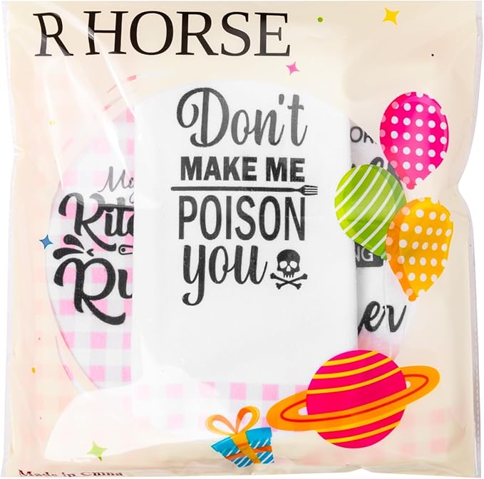 R HORSE Cute Pink Kitchen Towel Set 5Pcs Pink Check Kitchen Dishcloth Absorbent Funny Cleaning Dishcloth Bar Hand Towel Kitchen Holiday Decorations Gift for Hostess Mom Women Housewarming