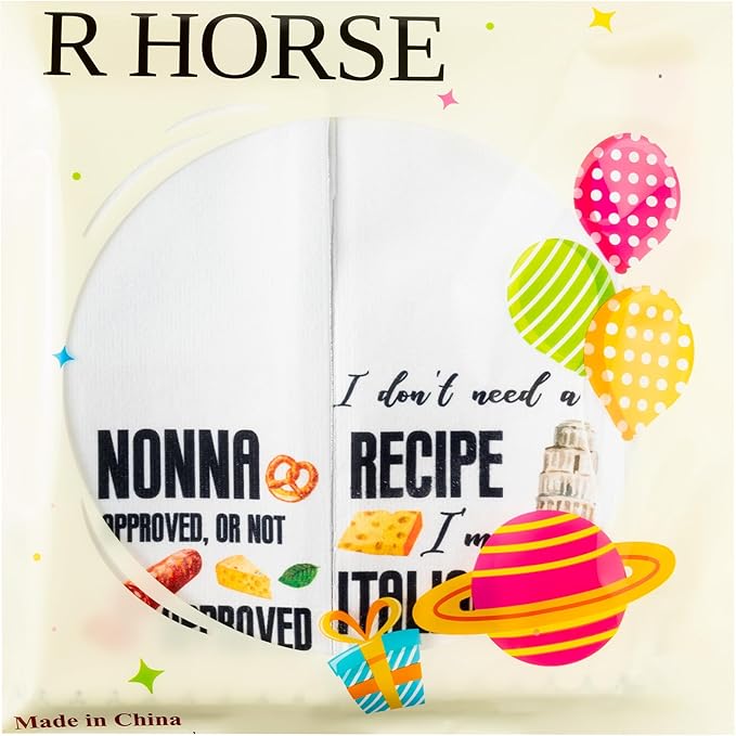 R HORSE Italian Kitchen Dish Towels - 5Pcs Italian Food Cleaning Dishcloth Italy Wine Cheese Pizza Absorbent Bar Quick Dry Hand Towel Tea Towels Birthday for Women Man Housewarming Decor