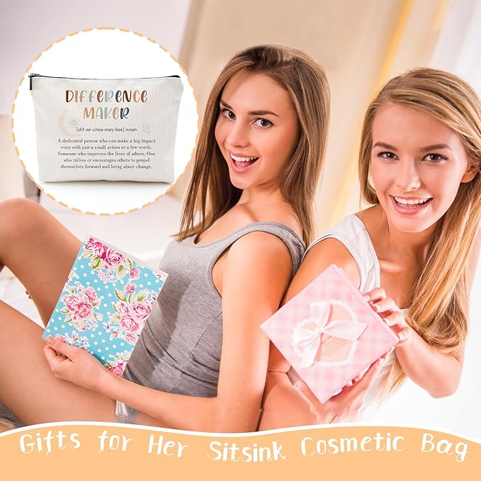 Sitsink Difference Maker Makeup Bags - Gifts for Her Difference Maker Definition Cosmetic Makeup Bags, Thankyou Gifts for Women Cosmetic Bags, Difference Maker Make Up Bags Gifts for Girls Women