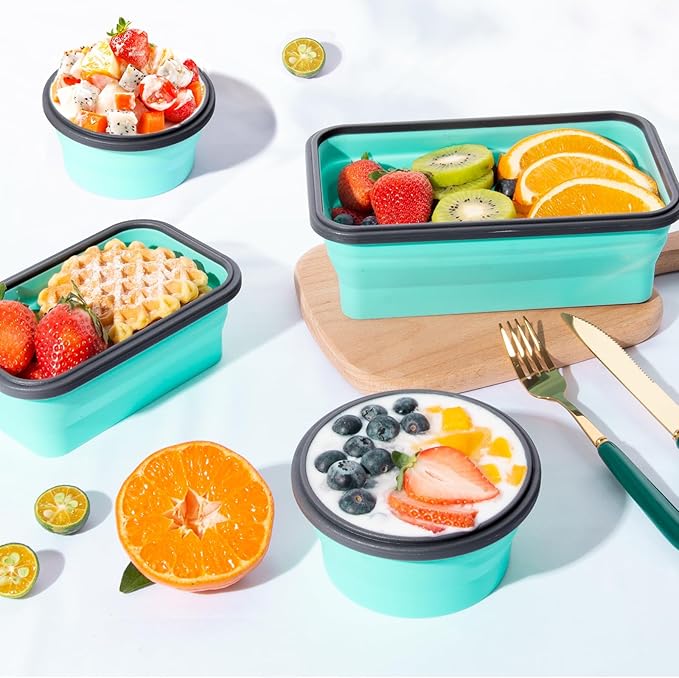 Sudaya 12 Pack Collapsible Food Storage Containers With Lids, Collapsible Storage Containers Sets Silicone Collapsible Bowls For Camping, RV Accessories, Travel Trailer Must