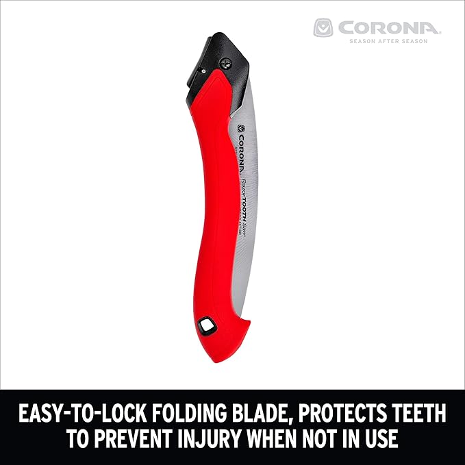 Corona Tools RazorTOOTH 10" Folding Pruning Saw – 10″ Curved Steel Blade with Ergonomic Non-Slip Handle for Gardening, Tree Trimming, Camping, Biking & Backpacking