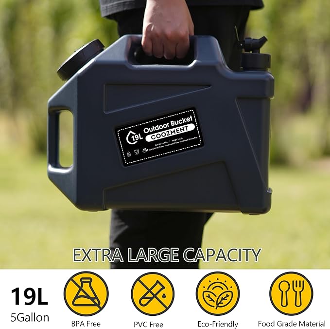 COOZMENT 3.2 Gallon/5 Gallon Water Containers with Spigot, BPA Free Water Jug, Military Green Water Tank, Multifunction Water Storage Containers for Camping Outdoor Hiking,Emergency Stroage