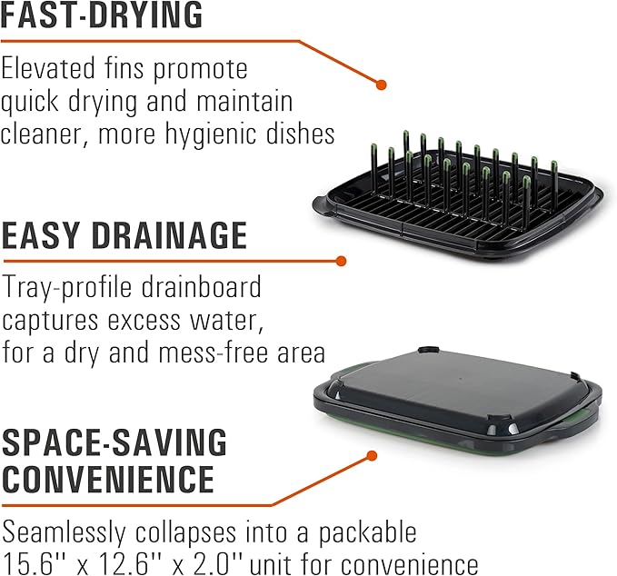 GSI Outdoors Escape Dish Rack Set, Collapsible Travel Camping Sink, Dish Drying Rack & Cutting Kit