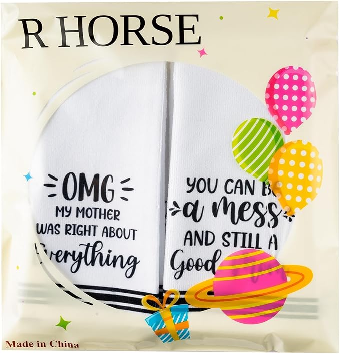 R HORSE Mother's Day Kitchen Dish Towels - 5Pcs Funny Saying Member of Family Kitchen Hand Towels, Soft Absorbent Cleaning Dishcloth Home Bathroom Decor Gift for Mom Hostess Housewarming Gifts