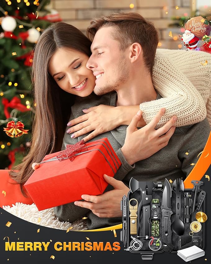 Gifts for Men-Christmas | 21-in-1 Survival Gear & Camping Accessories | Fishing & Hunting Equipment | Unique Birthday Gift for Husband, Dad | Stocking Stuffers & White Elephant Party Gifts