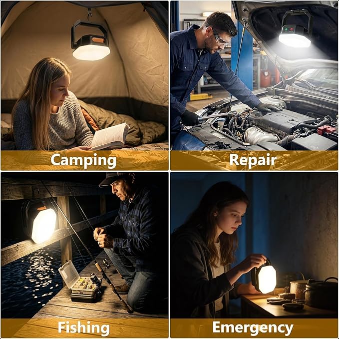 SyouHome Solar Camping Lantern, 4000LM, 6600mAh Rechargeable Camping Light with Magnetic Base, IP65 Waterproof Camping Essentials for Tent, Hiking, Hurricane, Emergency, Power Outages