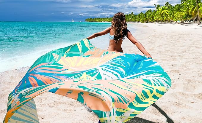 WIWIGO Beach Blanket Waterproof Sandproof Beach Mat 79" X 83"/10'x9'for 2-8 Adults Quick Drying Outdoor Picnic Mat Beach Accessories for Travel, Camping, Hiking