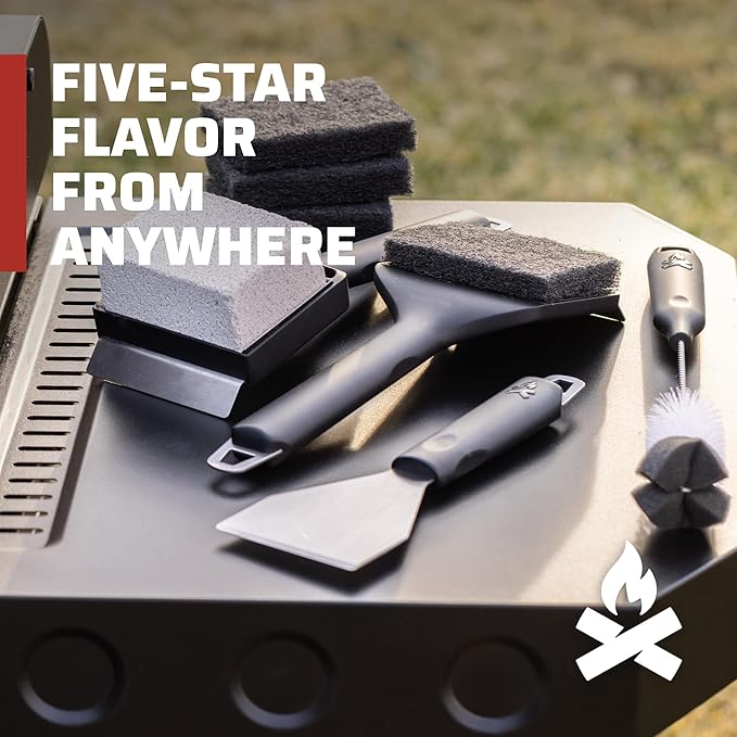 Camp Chef Griddle Cleaning Kit - Flat-Top Griddle Accessories Includes Scraper, 4 Scouring Pads, Pumice Stone & Grease Chute Brush
