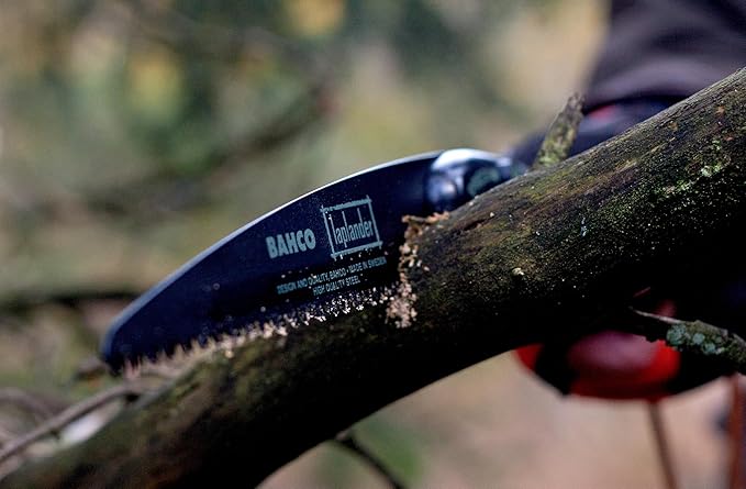 Bahco BAH396LAP 7-1/2" Laplander Folding Saw for Trail Maintenance, Wood Processing, and Survival Use, Rust-Protected Blade, Secure Lock, Ergonomic Grip, Ideal Bushcraft and Camping Tool