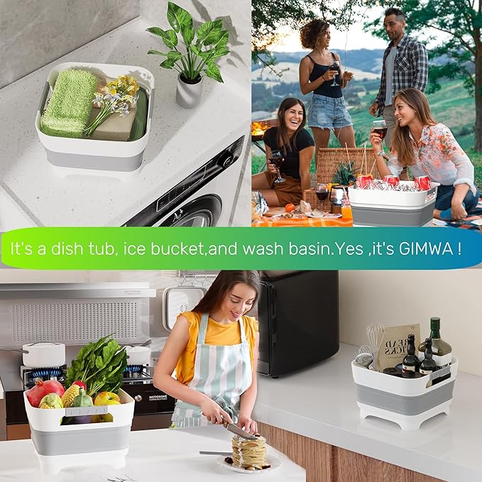 GIMWA Wash Basin for Baby Bottles, Versatile Wash Tub for Kitchen, RV, Outdoor Camping Sink, Sturdy Bottle Tub Easy to Clean (Green)