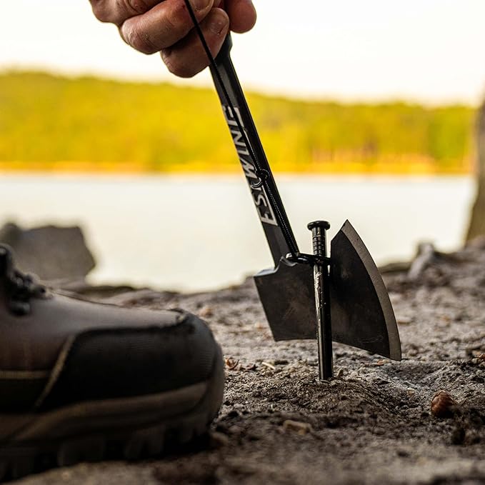 ESTWING Camper's Axe - 14" USA Made Black Hatchet with Tent Stake Puller & Shock Reduction Grip - EB-25A