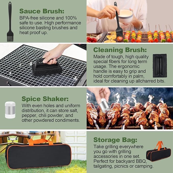 35PCS Griddle Accessories Kit, Flat Top Grill Accessories Set for Blackstone and Camp Chef, Grill Spatula Set with Enlarged Spatulas, Basting Cover, Scraper for Outdoor Barbecue