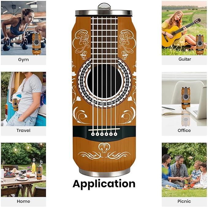 Guitar Tumbler Gifts For Teens Guitarist Men Women Music Lovers,Gifts For Guitar Players,Guitarist Tumbler Insulated Stainless Steel With Lid 17 Oz