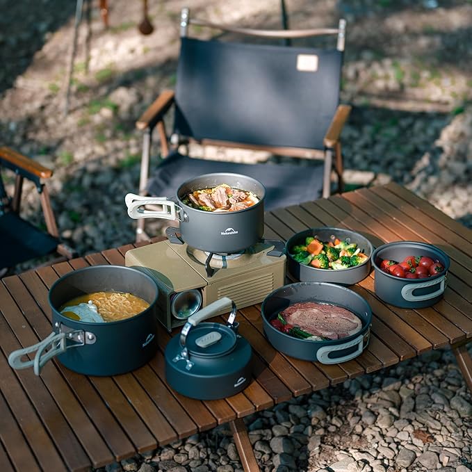 Naturehike Camping Cookware Set Mess Kit for Backpacking Gear, Camp Cooking Set, Camping Pots and Pans Set for Outdoor Backpacking Camping Hiking Picnic