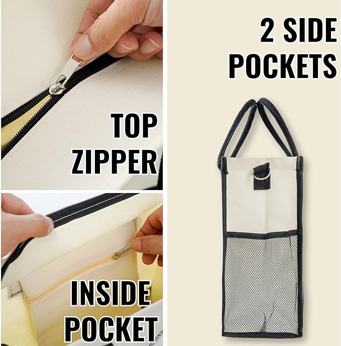 InnoBeta Camping Gifts for Women, Canvas Tote Bag for Mom, Frineds, Coworkers, Bag with Top Zipper Closure and Shoulder Strap