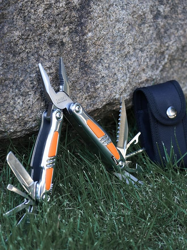 SMART JERRY 14-in-1 Multitool Pliers with Sheath | Self-Locking Foldable Multi Tool for DIY, Home, Garden, Camping | Stainless Steel EDC Pocket Knife | Gifts for Men, Dad, Husband