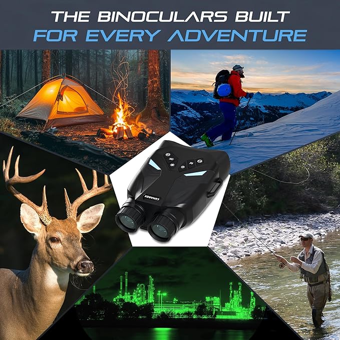 LUNAREX 4K Night Vision Goggles for Adults – Digital Night Vision Binoculars with 8X Zoom, 48MP Camera, 4000mAh Rechargeable Battery, 32GB TF Card, Infrared Night Vision Goggles for Hunting & Outdoor