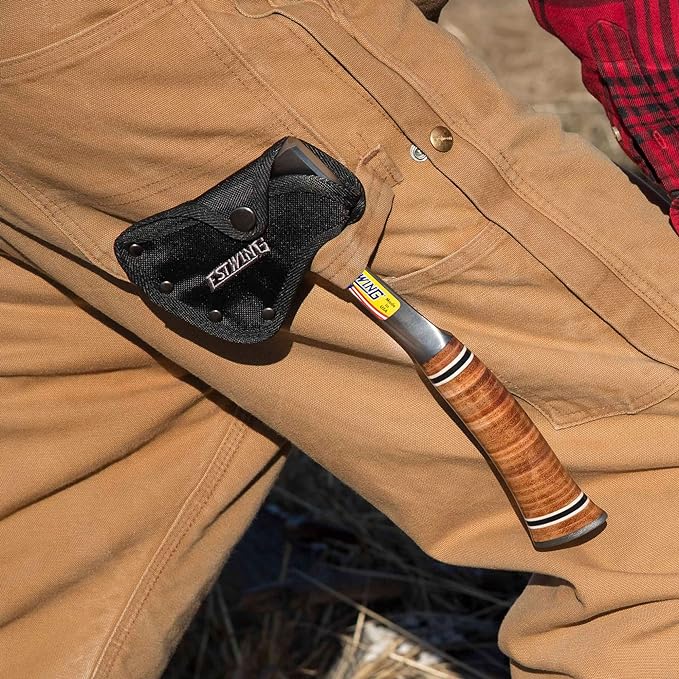 ESTWING Sportsman's Axe - 12" USA Made Camping Hatchet with Forged Steel Construction & Genuine Leather Grip - E14A