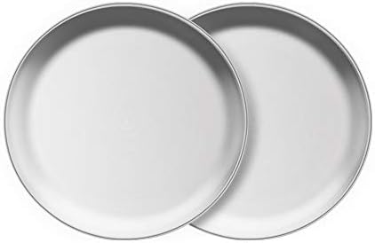 Stainless Steel Plate 2 Set Reusable Round Metal Dinner Plates 12 Inch - Vintage Silver Heavy Duty Kitchenware Dinner Dishes for Serving/Snack/Camping/BBQ Steak,Dishwasher Safe