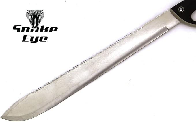 Snake Eye Tactical Full-Tang Machete – Heavy Duty Fixed Blade Survival Tool with Reinforced Nylon Sheath for Camping, Hunting, and Bushcraft