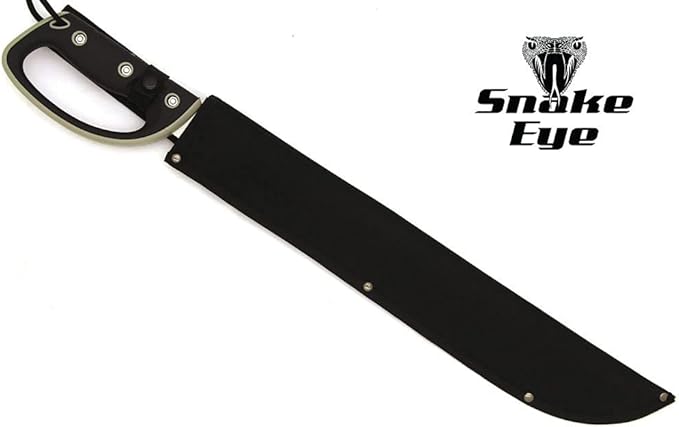Snake Eye Tactical Full-Tang Machete – Heavy Duty Fixed Blade Survival Tool with Reinforced Nylon Sheath for Camping, Hunting, and Bushcraft