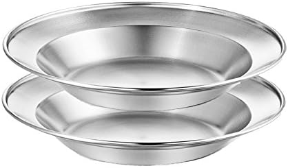 Wealers Stainless Steel Plate Set - 8.5 inch Ultra-Portable Dinnerware Set BPA Free Plates for Outdoor Camping | Hiking | Picnic | BBQ | Beach