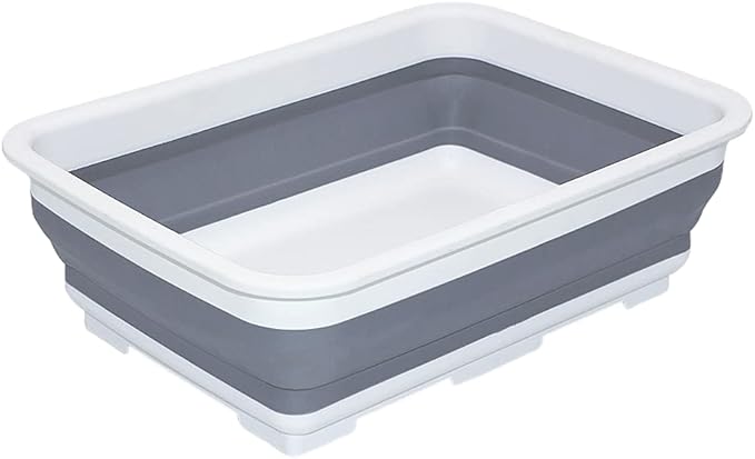 Goderewild Collapsible Dish Pans – 10L (2.6 Gal) Foldable Sink Tub, 14.5'' x 10.5'' x 5", Compact and Space-Saving Multiuse Foldable Basin for Dish Washing, Camping, RV and Vegetable Cleaning
