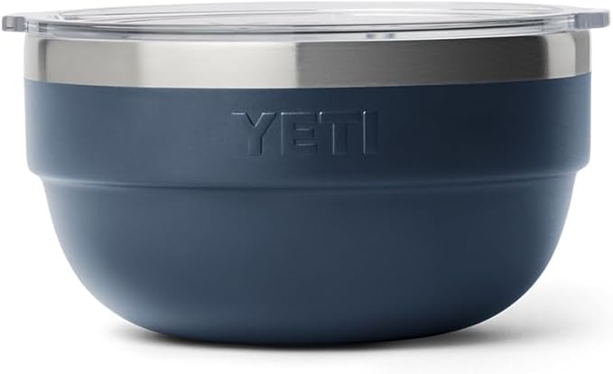 YETI Rambler Bowl, Vacuum Insulated, Stackable and Nestable Stainless Steel Bowl with Lid, 1 Quart, Navy