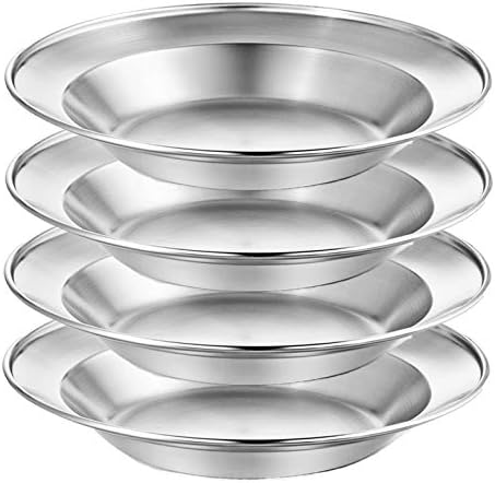 Stainless Steel Plate Set - 8.5 inch Ultra-Portable Dinnerware Set BPA Free Plates for Outdoor Camping | Hiking | Picnic | BBQ | Beach