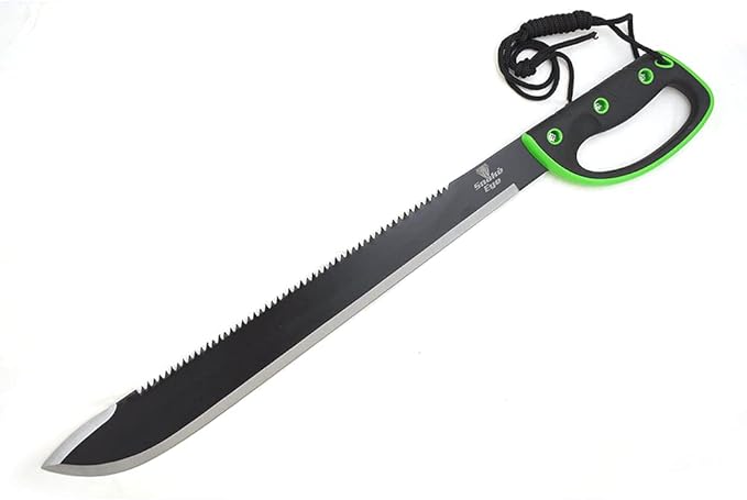 Snake Eye Tactical Full-Tang Machete – Heavy Duty Fixed Blade Survival Tool with Reinforced Nylon Sheath for Camping, Hunting, and Bushcraft