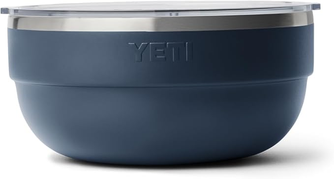 YETI Rambler Bowl, Vacuum Insulated, Stackable and Nestable Stainless Steel Bowl with Lid, 4.5 Quart, Navy
