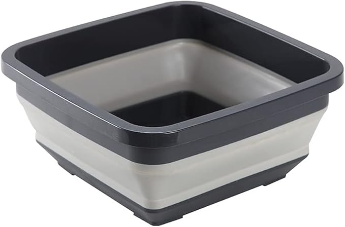 Goderewild 2.4 Gal(9L) Collapsible Dish Pans for Washing Dishes, Space Saving Multiuse Foldable Sink Tub, Kitchen Storage Tray for Outdoor Camping, Vegetable Washing, RV (Black)