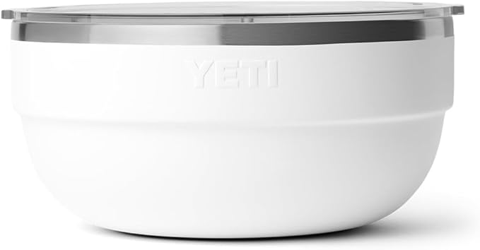 YETI Rambler Bowl, Vacuum Insulated, Stackable and Nestable Stainless Steel Bowl with Lid, 4.5 Quart, White