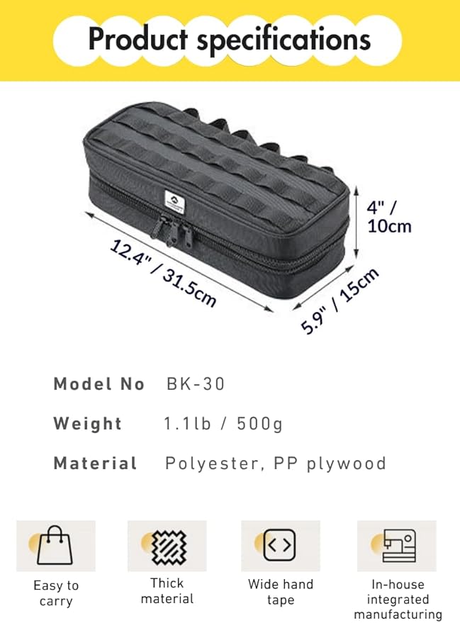 CAMPINGMOON MOLLE System Tactical Camping Gear Organizer Utility Tool Bag w PP Board Support Dual-Layer Rigid Storage Case Tent Stakes Tools