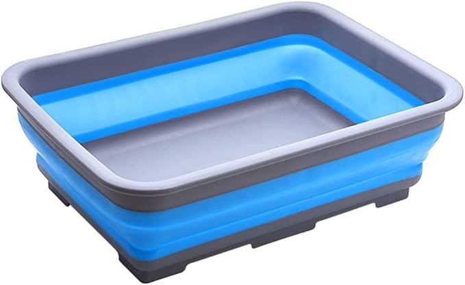 Goderewild Collapsible Dish Pans – 10L (2.6 Gal) Foldable Sink Tub, 14.5'' x 10.5'' x 5", Compact and Space-Saving Multiuse Foldable Basin for Dish Washing, Camping, RV and Vegetable Cleaning