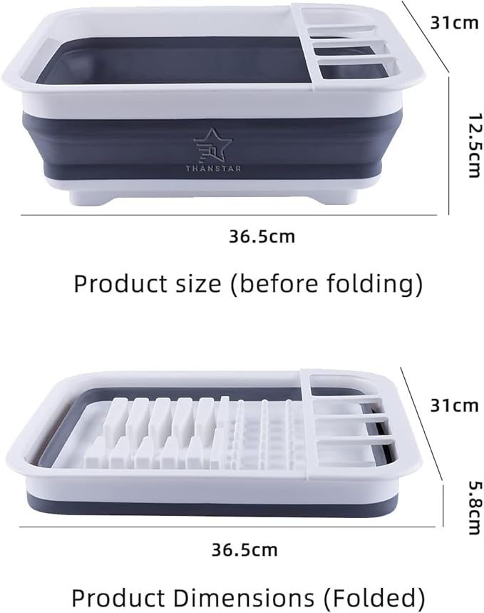 THANSTAR Collapsible Dish Drainer Portable Dinnerware Drainer Organizer for Kitchen RV Campers Travel Trailer Space Saving Kitchen Storage Tray